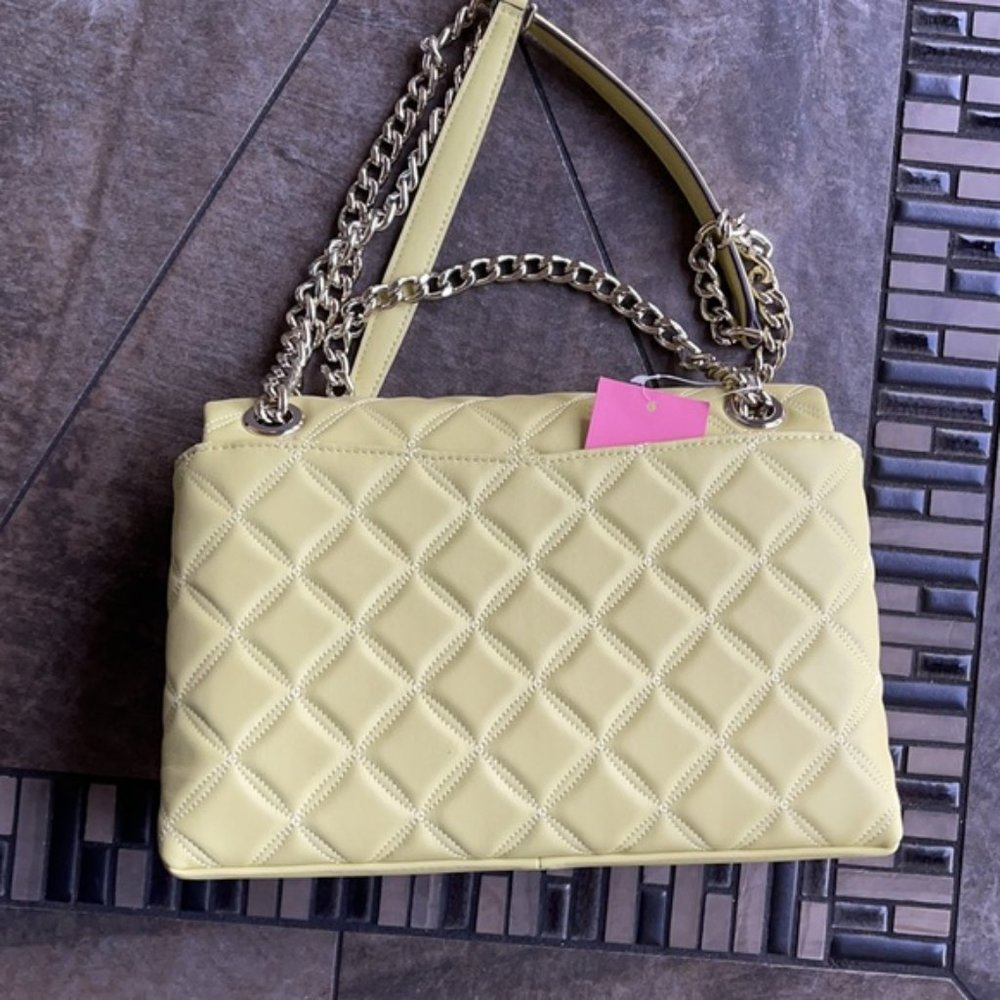 Kate Spade Natalia Smooth Leather Medium Flap Shoulder Bag Frosty Lime - Picture 6 of 16